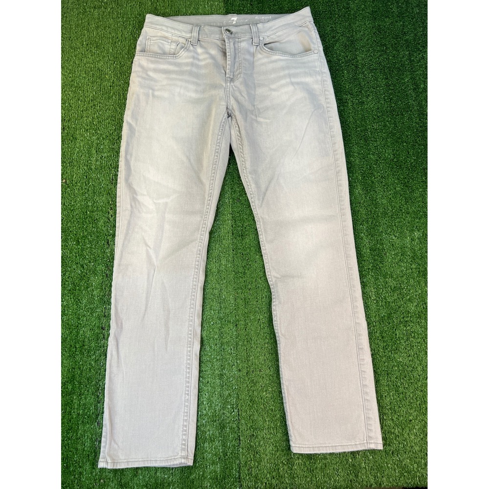 7 For All Mankind Relaxed Skinny Jeans Mens 30 Light Grey Stretch Denim Made USA